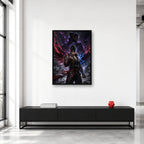 Jin Kazama and Kazuya wall art displayed in a collector studio