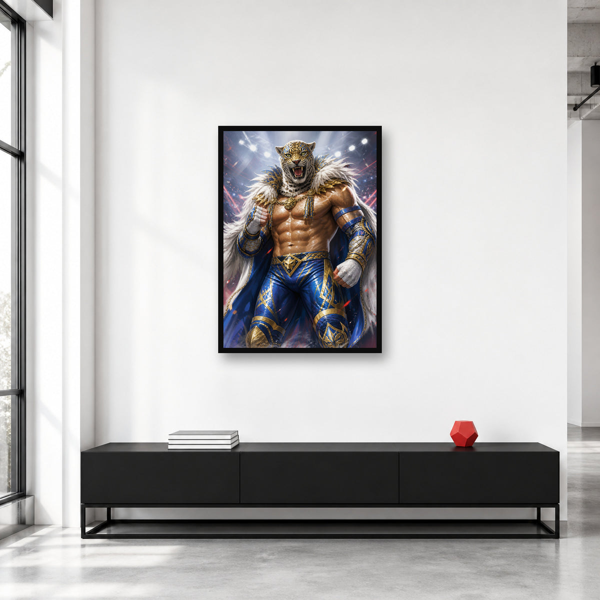 King Tekken 8 wall art displayed in a collector studio