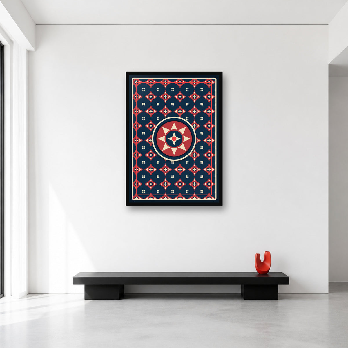 Ajrak geometric pattern wall art in Large A1 size reference
