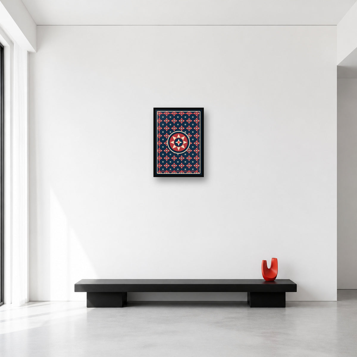 Ajrak geometric pattern wall art in Small A3 size reference