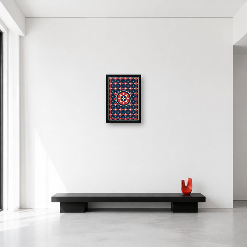Ajrak geometric pattern wall art in Small A3 size reference