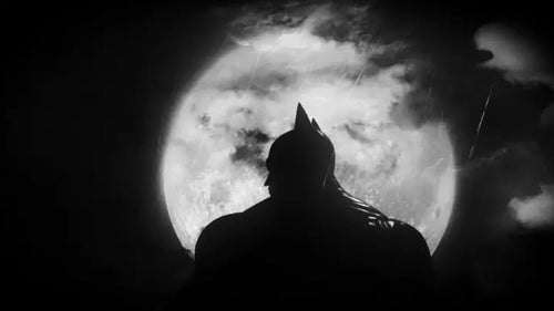 Batman Moon Silhouette Black and White Wall Art full artwork preview