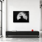 Batman Moon Silhouette Black and White Wall Art shown in a collector studio