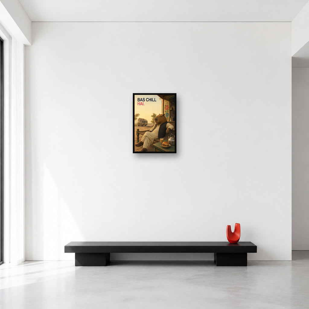 Bas Chill Hai Pakistani Capybara Wall Art Small A3 size reference in a minimal room