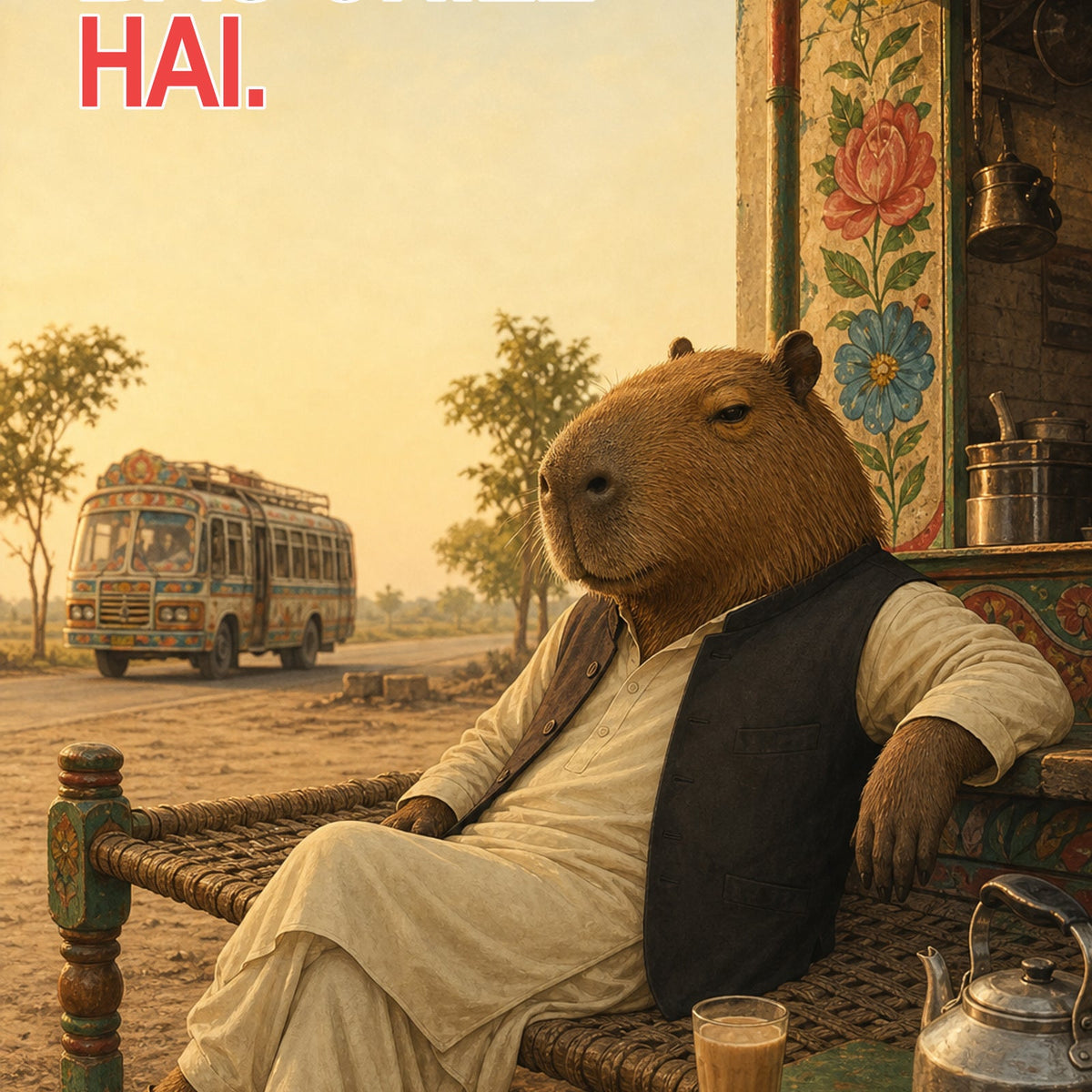 Bas Chill Hai Pakistani Capybara Wall Art edge-to-edge artwork preview