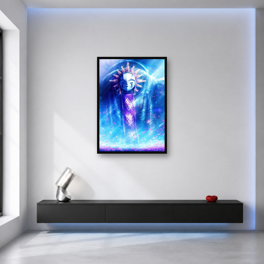 Esquie Cosmic Portrait wall art displayed in a bright art-directed interior