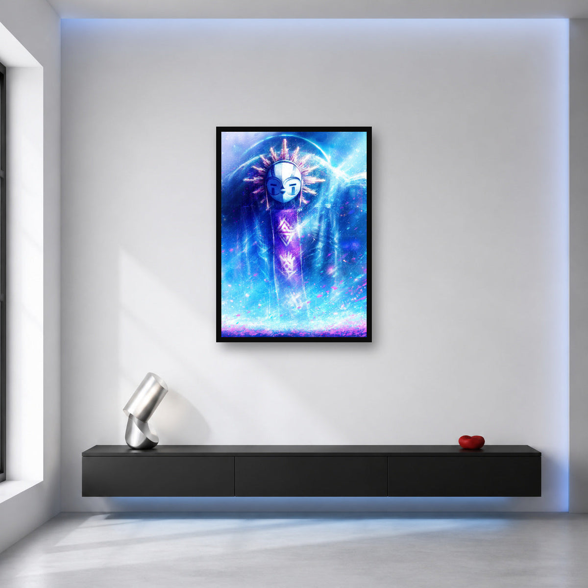 Esquie Cosmic Portrait wall art displayed in a bright art-directed interior