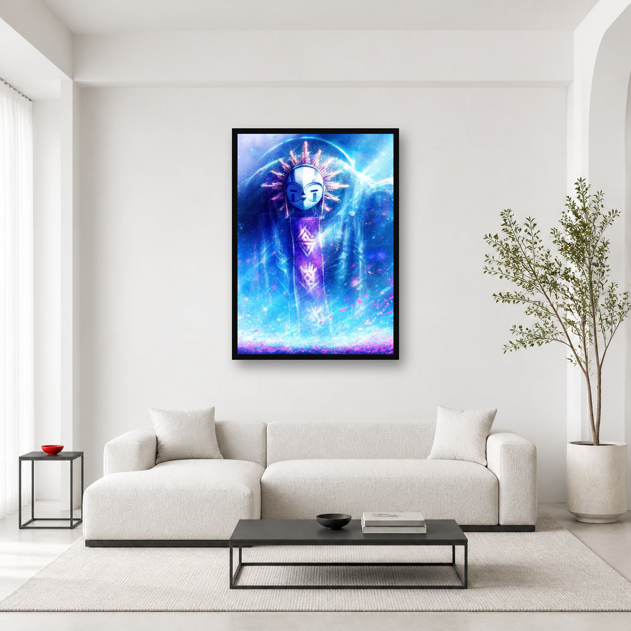 Esquie cosmic portrait wall art displayed in a bright editorial room