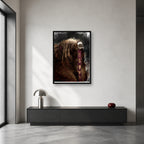 Esquie wall art displayed in a bright art-directed interior