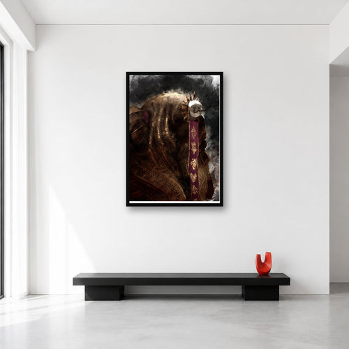 Esquie portrait wall art shown at A1 scale in a minimal bright room