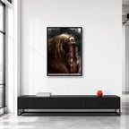 Esquie portrait wall art displayed in a collector studio