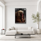 Esquie portrait wall art displayed in a bright editorial room