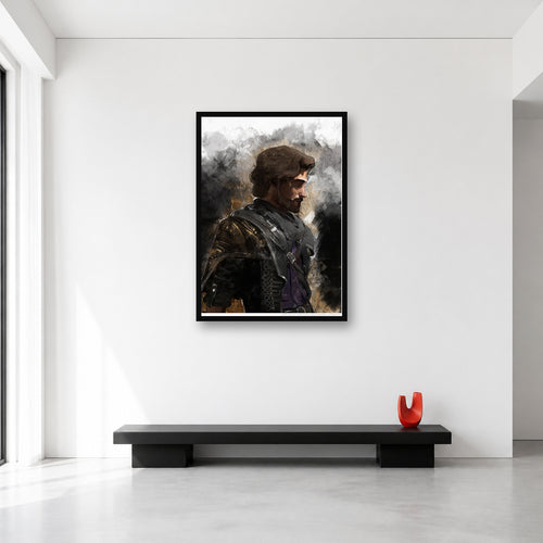 Gustave portrait wall art shown at Large scale in a minimal bright room