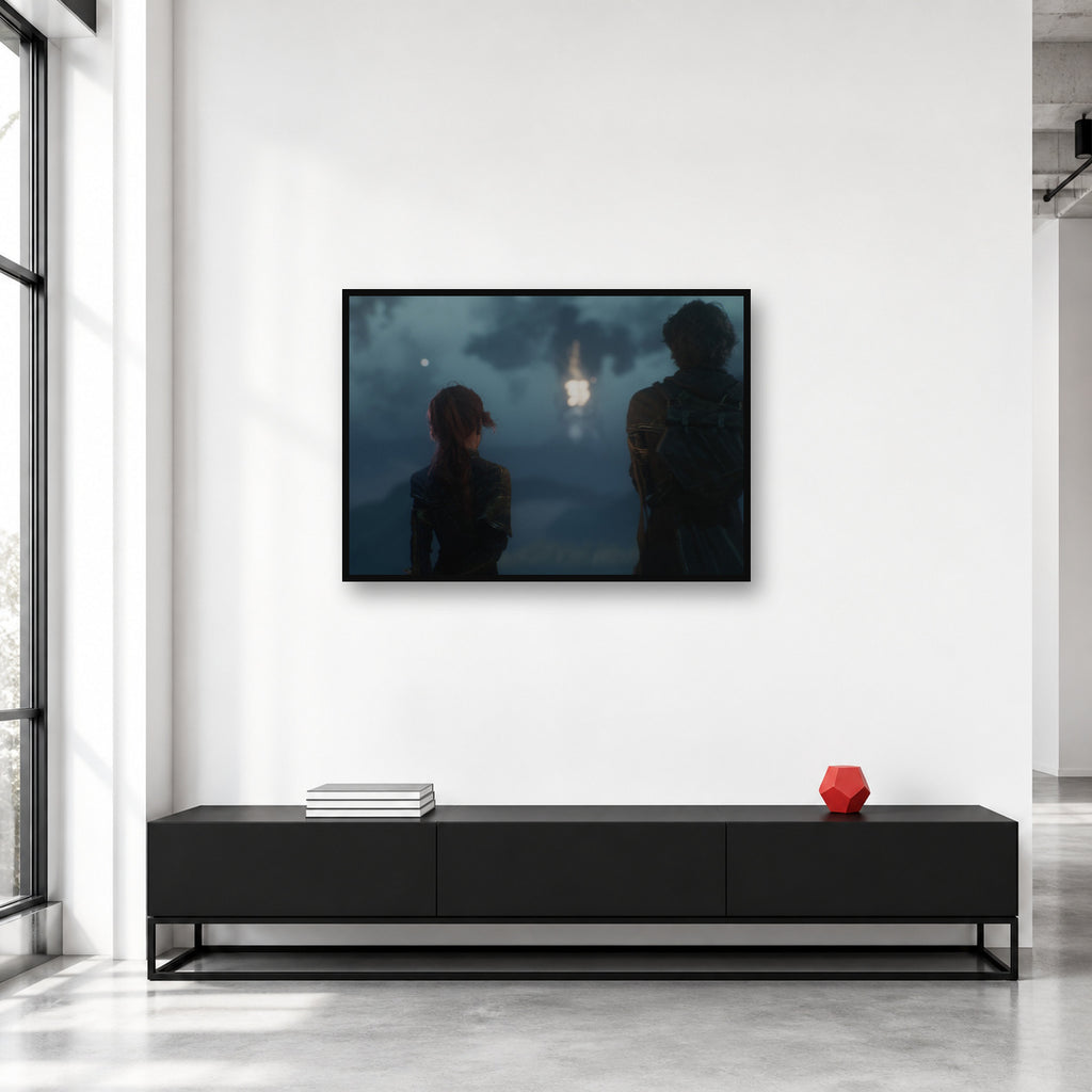 Gustave and Maelle landscape wall art displayed in a collector studio