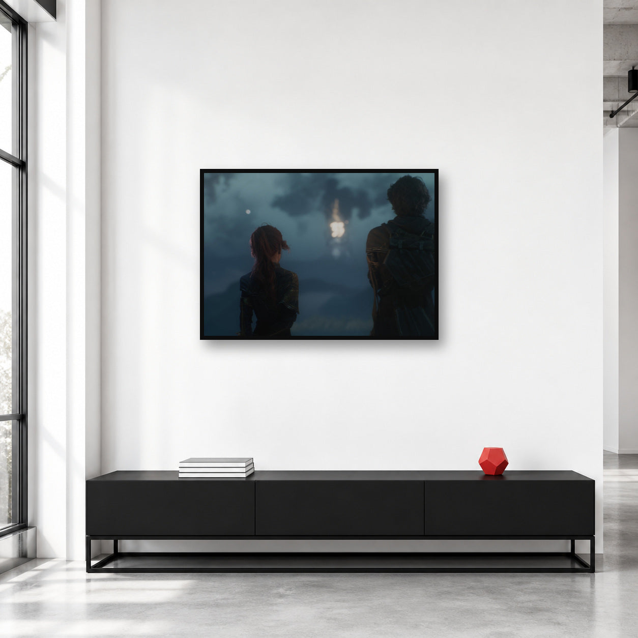 Gustave and Maelle landscape wall art displayed in a collector studio