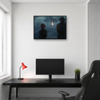 Gustave and Maelle landscape wall art displayed above a gaming desk