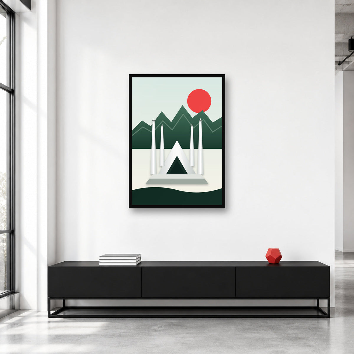 Islamabad Faisal Mosque wall art styled in a collector studio