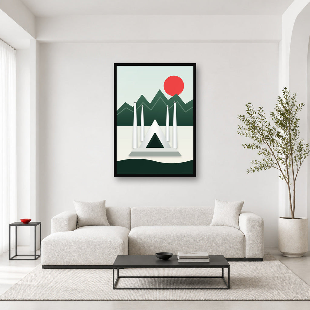 Islamabad Faisal Mosque wall art styled in a bright editorial room