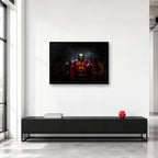Joker Red Suit Cinematic Wall Art shown in a collector studio