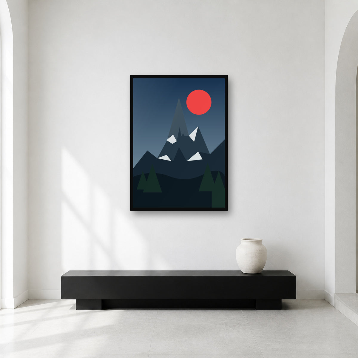K2 mountain Pakistan wall art styled in a minimal gallery