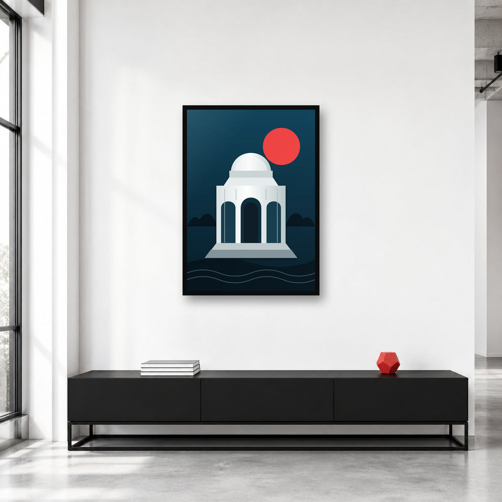 Karachi Mazar-e-Quaid wall art styled in a collector studio