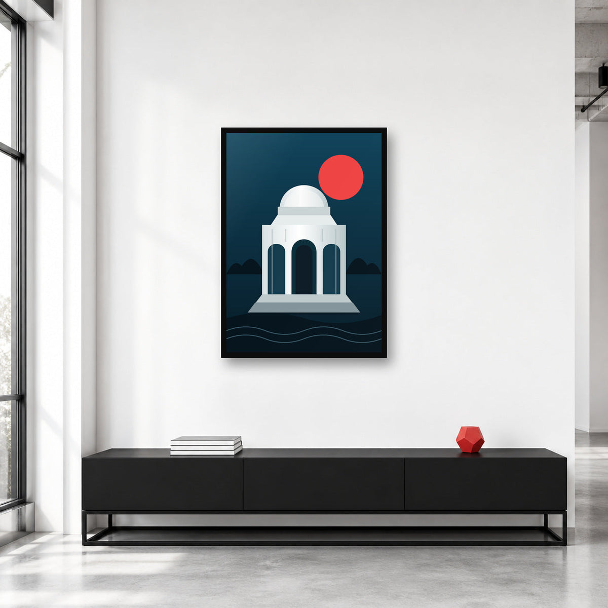 Karachi Mazar-e-Quaid wall art styled in a collector studio