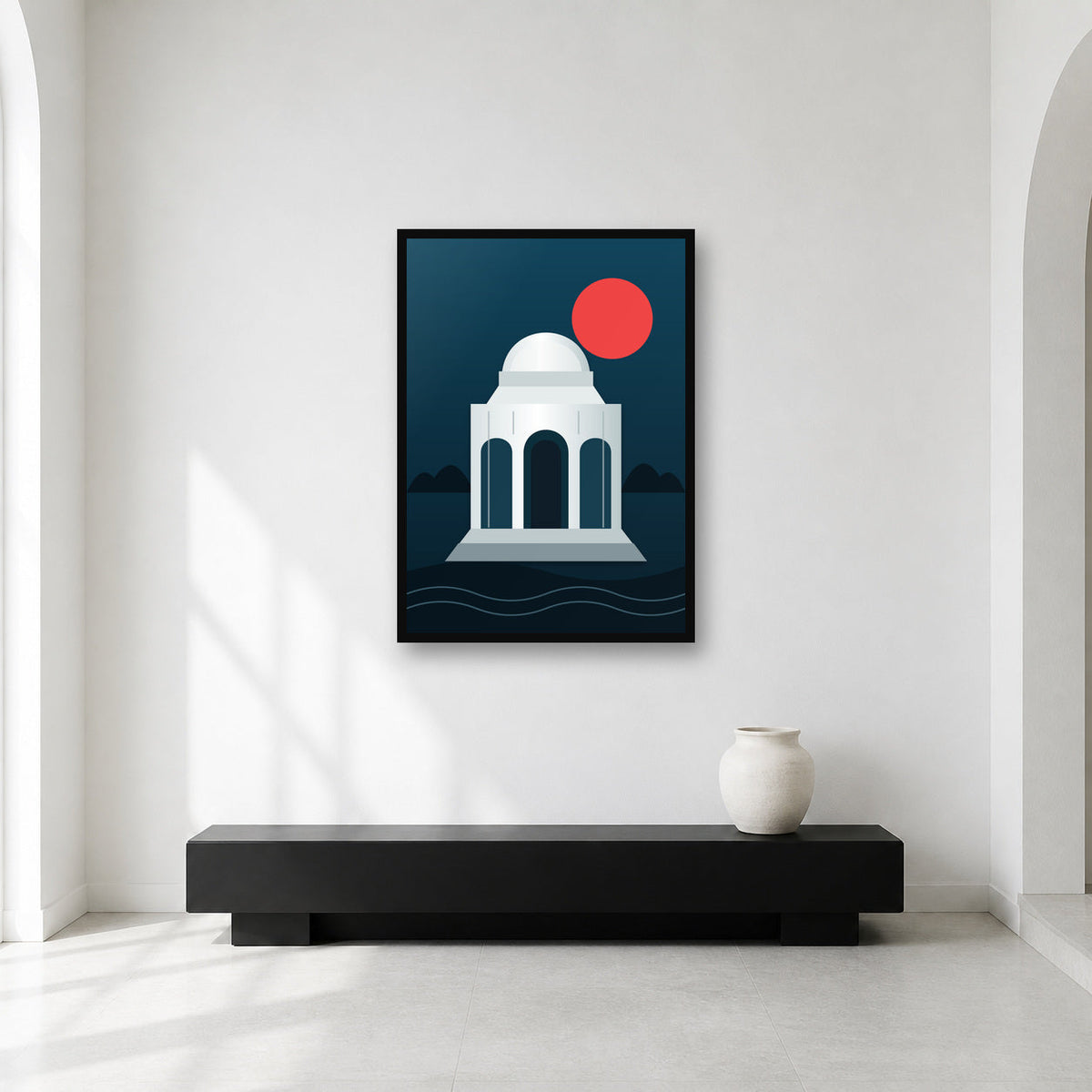 Karachi Mazar-e-Quaid wall art styled in a minimal gallery