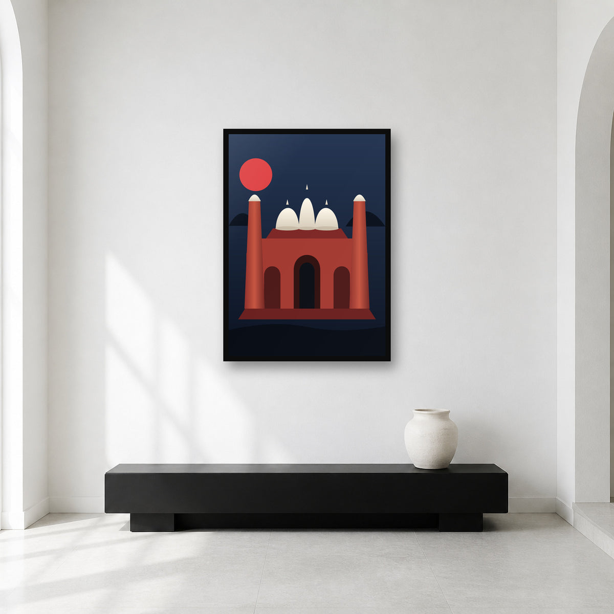 Badshahi Mosque Lahore wall art styled in a minimal gallery