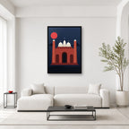 Badshahi Mosque Lahore wall art styled in a bright editorial room