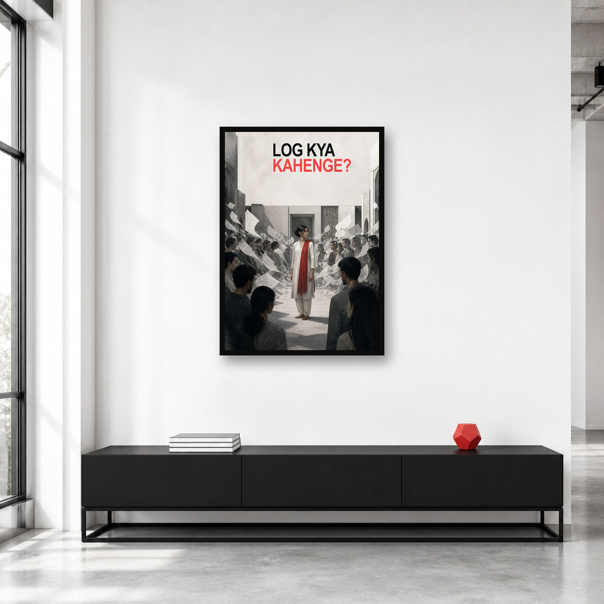 Log Kya Kahenge Pakistani Quote Wall Art framed in a collector studio