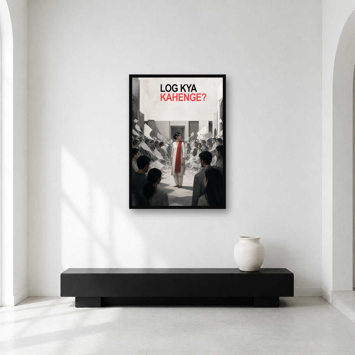 Log Kya Kahenge Pakistani Quote Wall Art framed in a bright gallery