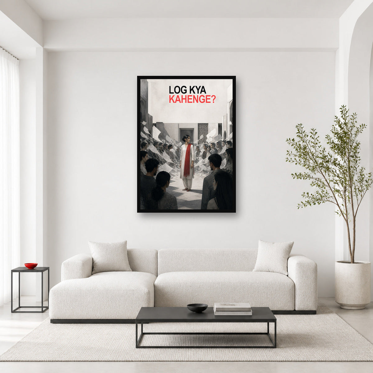 Log Kya Kahenge Pakistani Quote Wall Art framed in a category-appropriate room