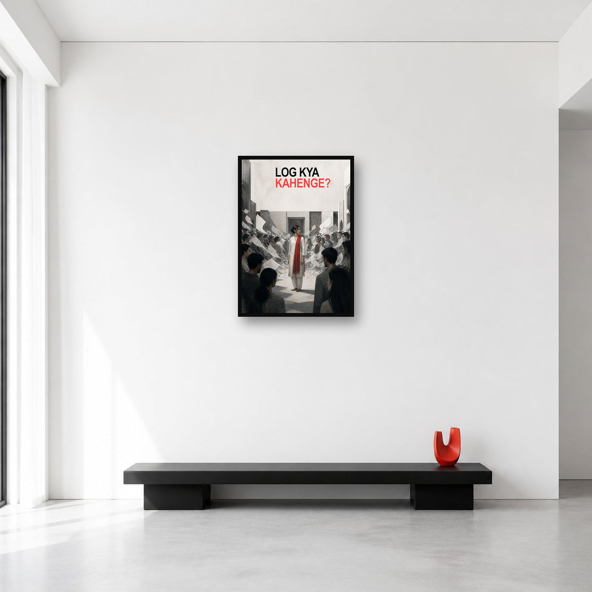 Log Kya Kahenge Pakistani Quote Wall Art Medium A2 size reference in a minimal room
