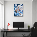 Luffy Gear 5 One Piece wall art in a bright gaming room
