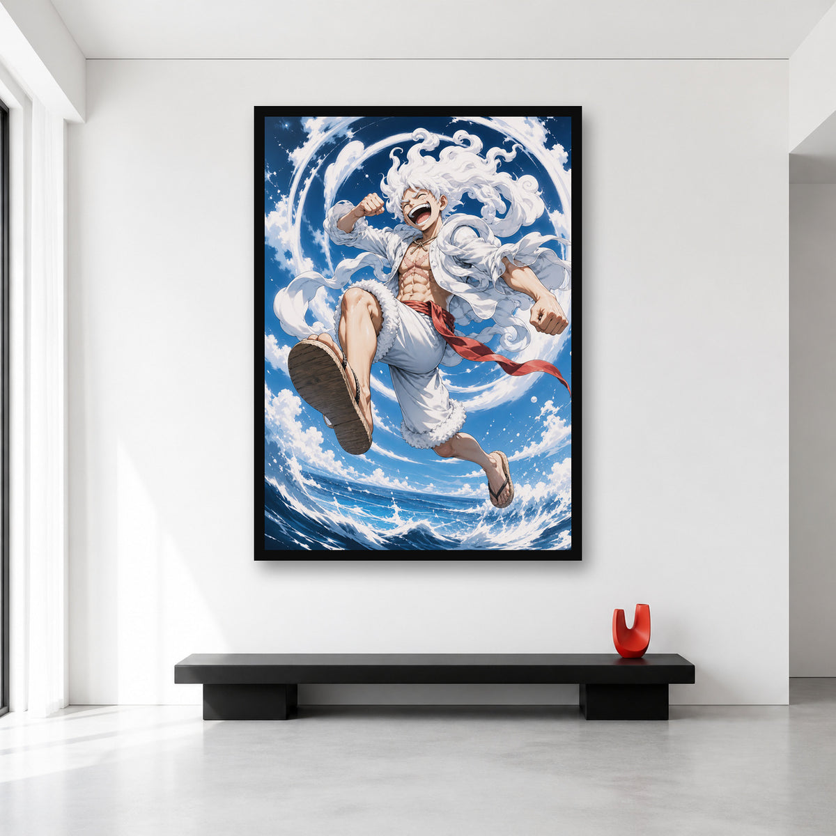 Luffy Gear 5 One Piece wall art shown in XL A0 size