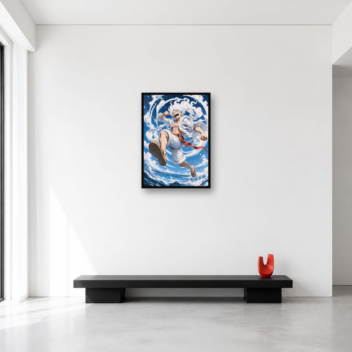 Luffy Gear 5 One Piece wall art shown in Medium A2 size