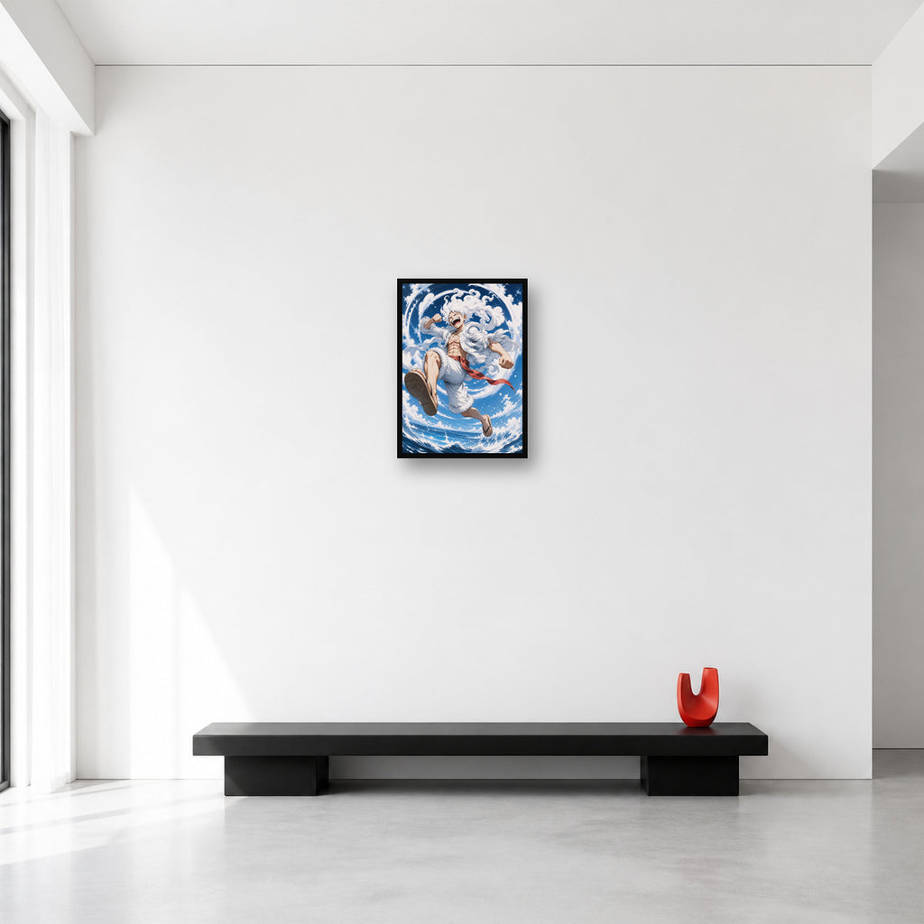 Luffy Gear 5 One Piece wall art shown in Small A3 size