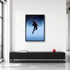 Miles Morales Upside Down City Wall Art shown in a collector studio