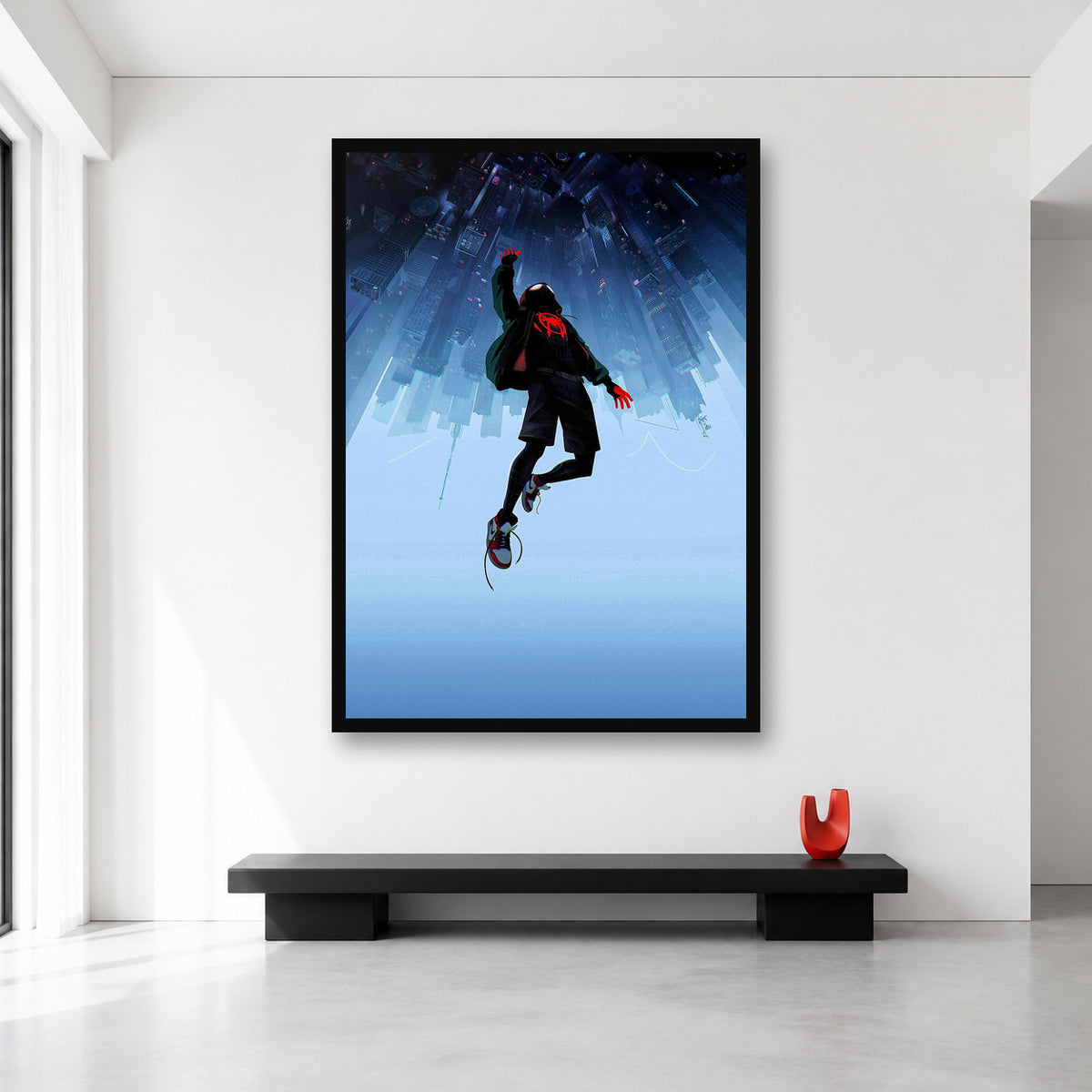 Miles Morales Upside Down City Wall Art in XL (A0) size reference