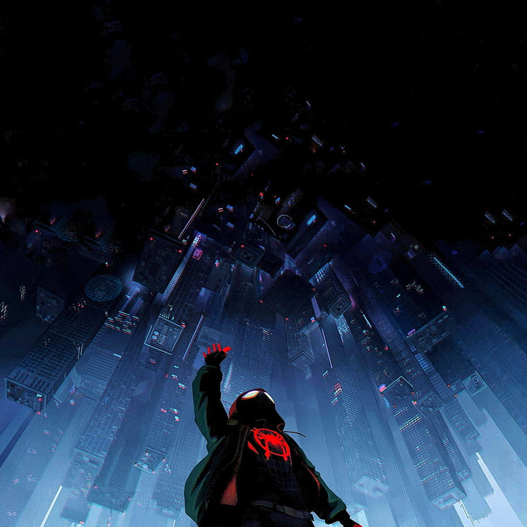 Miles Morales upside down city artwork preview with character fully visible
