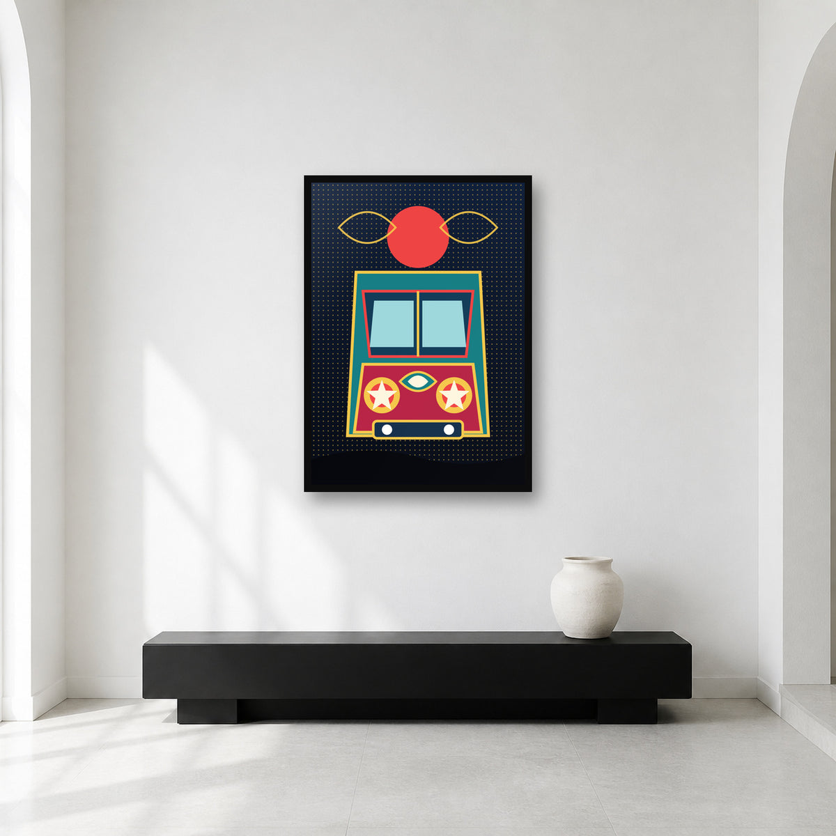 Pakistani truck art wall art styled in a minimal gallery