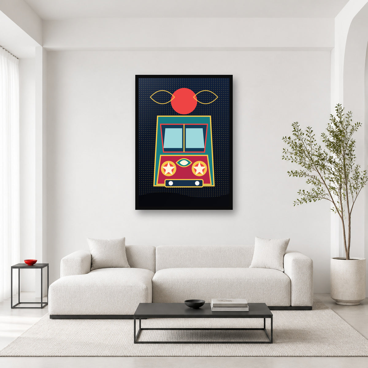 Pakistani truck art wall art styled in a bright editorial room