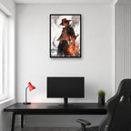 Portgas D. Ace One Piece wall art in a bright gaming room