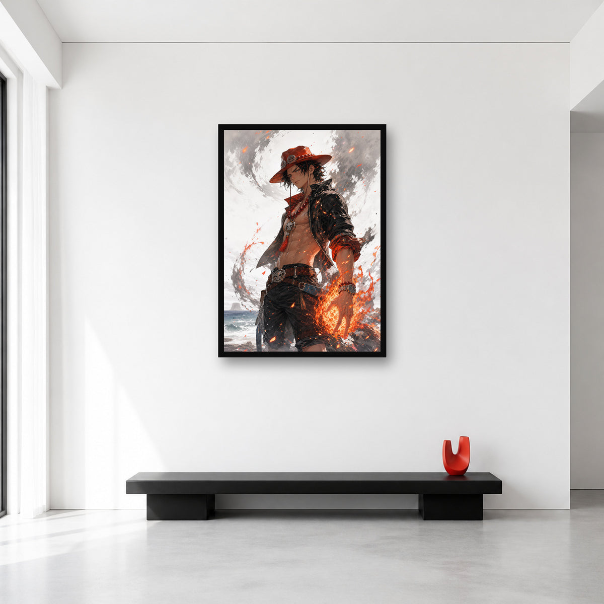 Portgas D. Ace One Piece wall art shown in Large A1 size