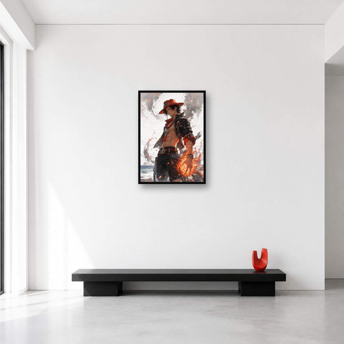 Portgas D. Ace One Piece wall art shown in Medium A2 size