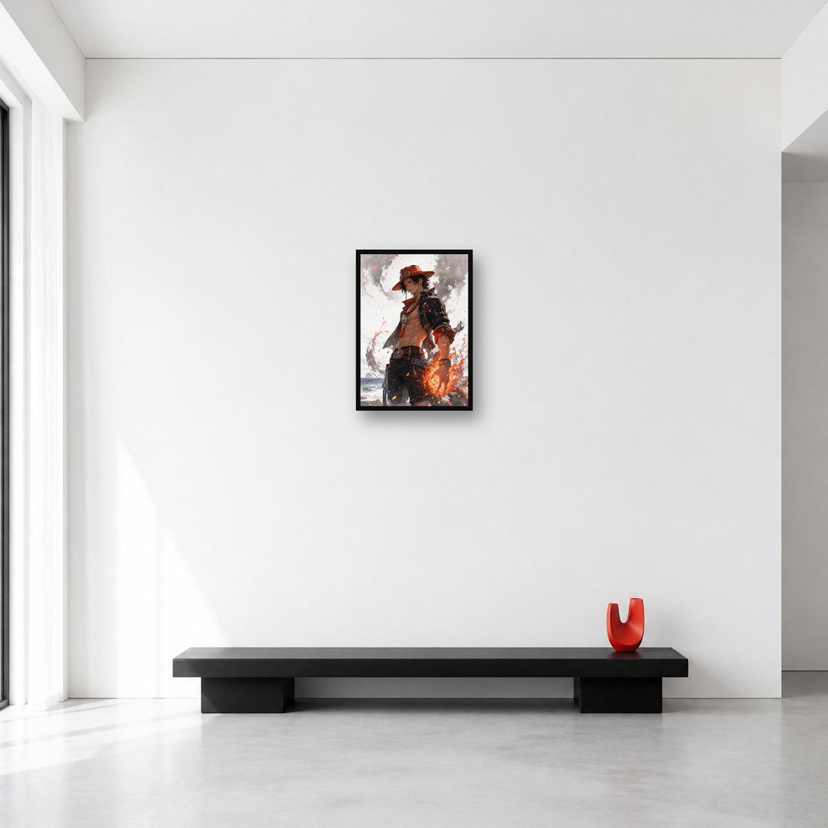 Portgas D. Ace One Piece wall art shown in Small A3 size