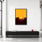 Rick and Morty Sunset Canyon Wall Art shown in a collector studio