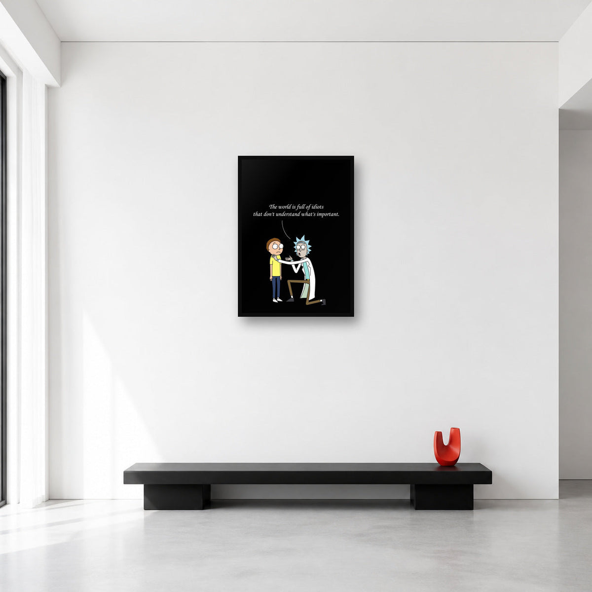 Rick and Morty World Is Full of Idiots Quote Wall Art in Medium (A2) size reference