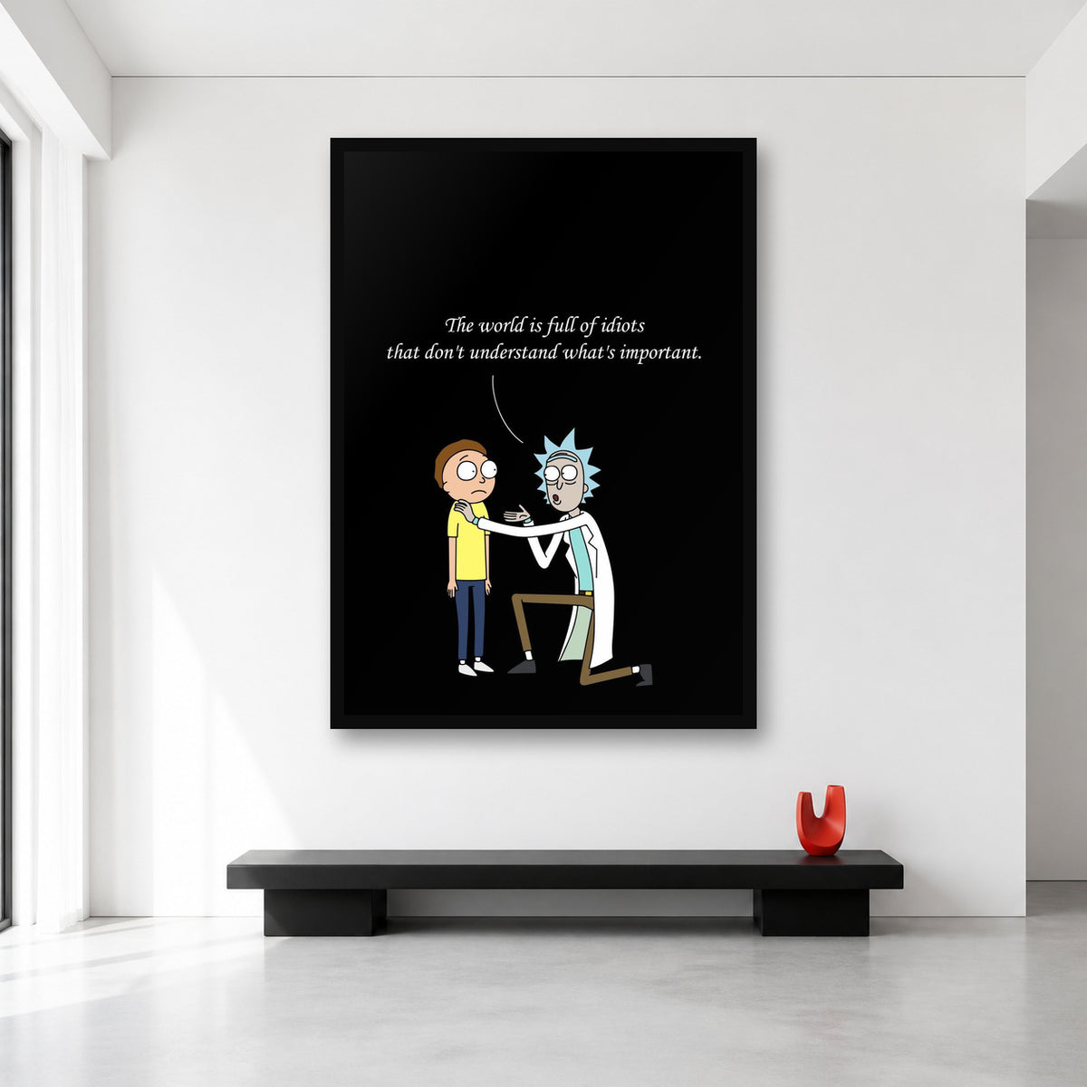 Rick and Morty World Is Full of Idiots Quote Wall Art in XL (A0) size reference