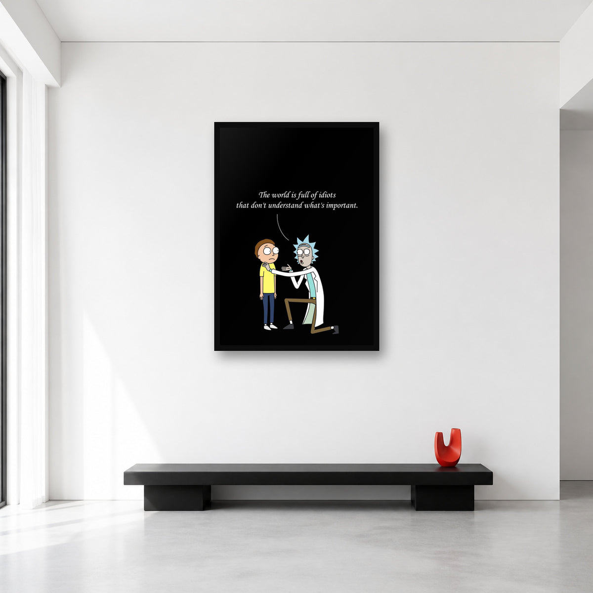 Rick and Morty World Is Full of Idiots Quote Wall Art in Large (A1) size reference
